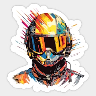 Man With Helmet Video Game Character Futuristic Warrior Portrait  Abstract Sticker